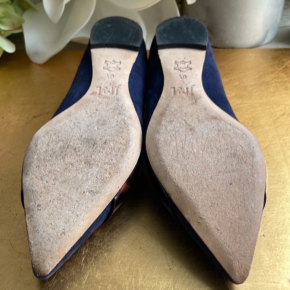 J. McLaughlin Mallory Flats in Navy Suede with Tortoise Shell Detail - Picture 13 of 14